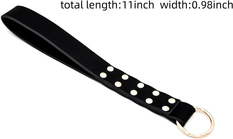 outerunner Store Riding Crop Horse Whip Doule PU with Metal Rivets Black Crop Slapper for Horse Equestrian Sports - Image 2